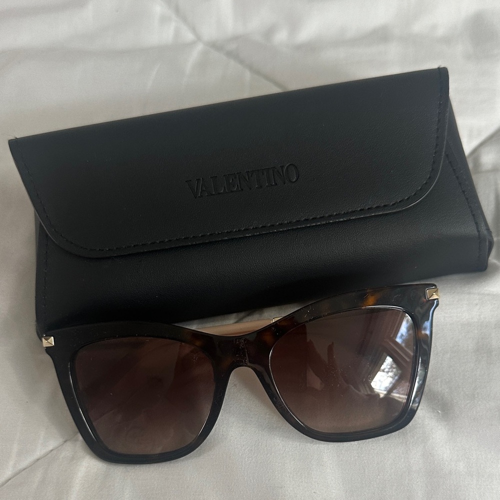 Valentino Brown Tortoise Sunglasses with Black Case
